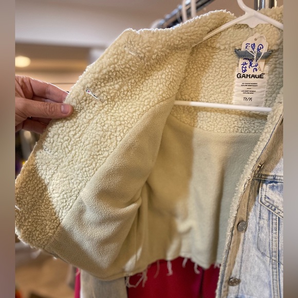Garage Crop Denim Jacket with Shearling Lining - Size XS - Picture 2 of 6